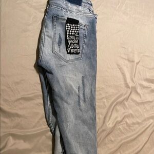 Ksubi Light Blue Skinny Jeans with Black Patch